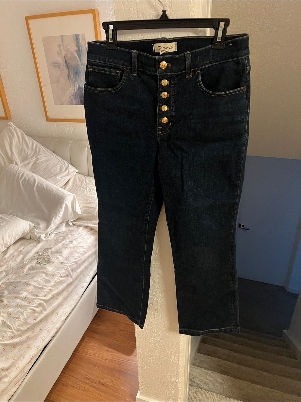 Madewell Dark Blue High-Rise Button-Fly Jeans